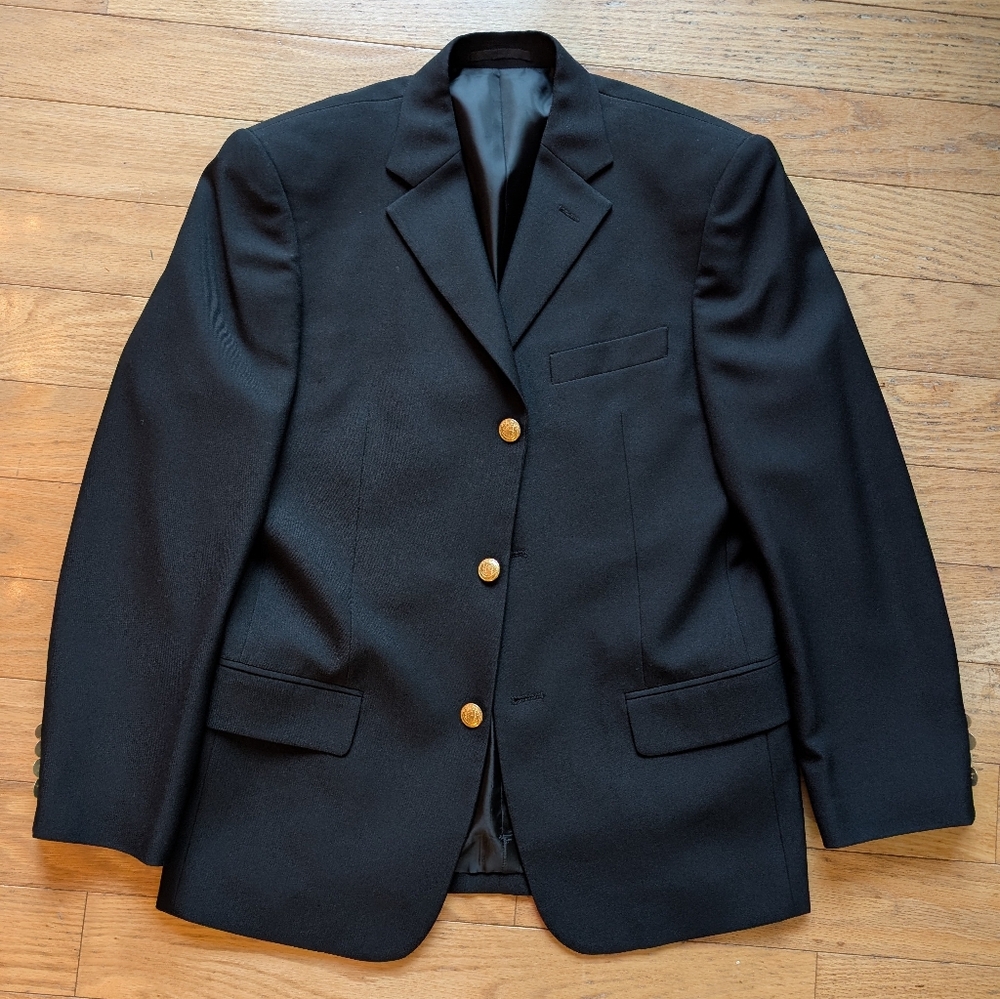 Classic Dark Blue Blazer with Gold Buttons